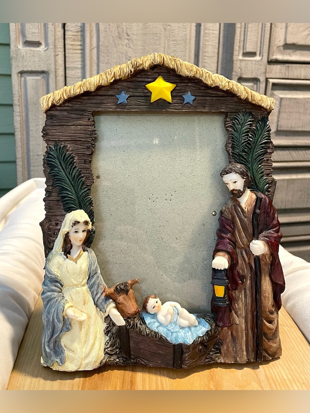 *VINTAGE* Nativity Scene Resin Photo Frame - 5x7 - Manger/Christmas/Religious